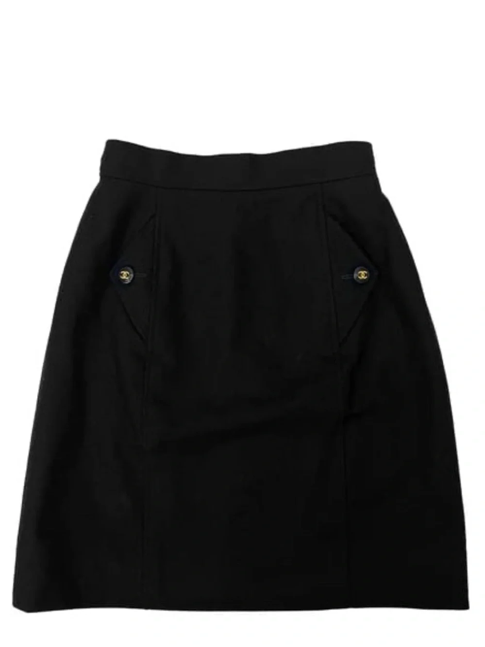 Authentic CHANEL VINTAGE 1994 black wool skirt size 38